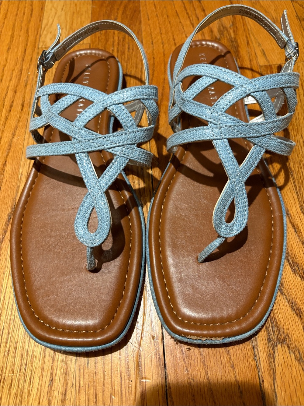 Kelly & Katie Light Blue Crisscross Toe-Loop Sandals